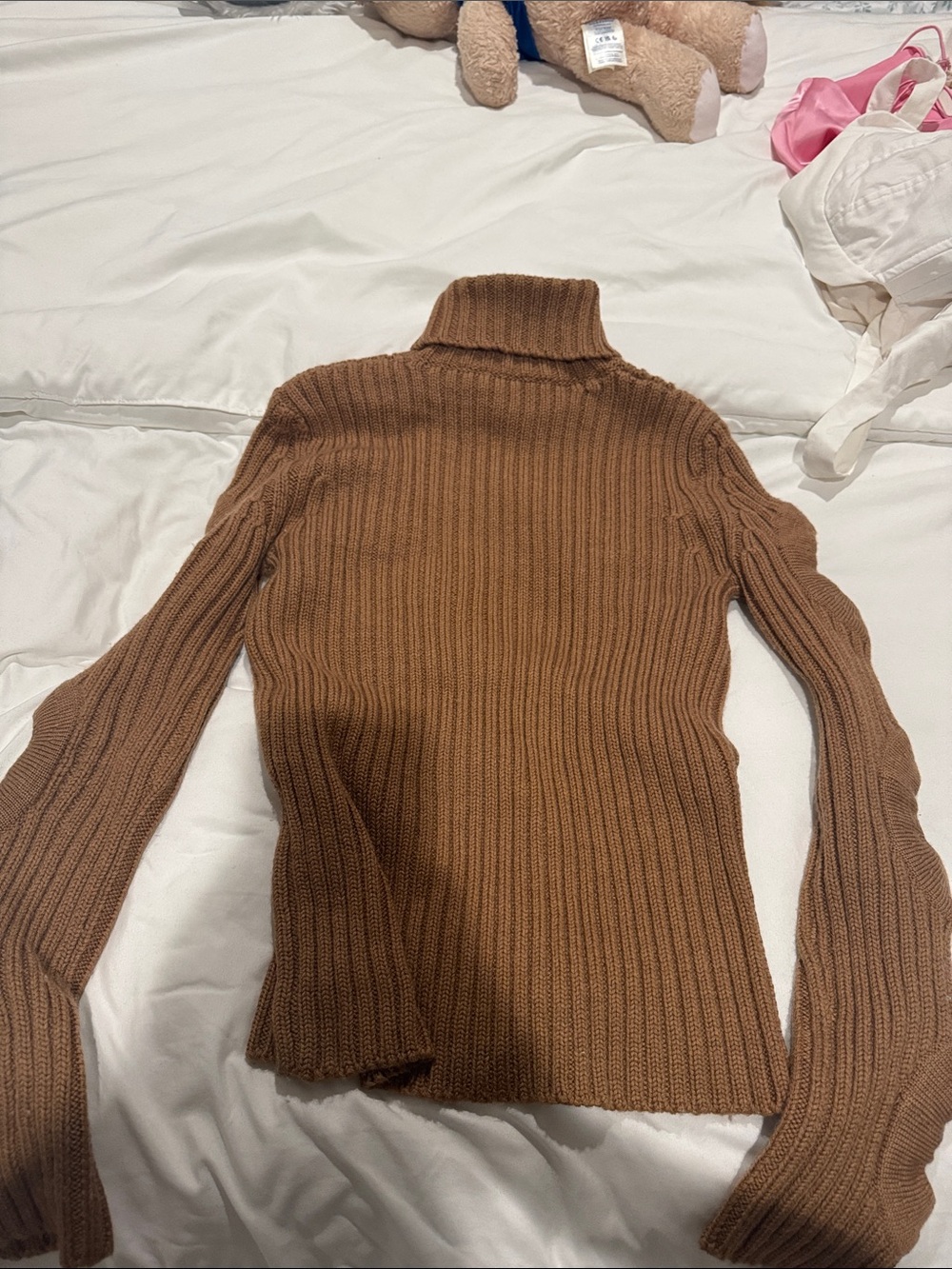 JW ANDERSON Ribbed Turtleneck Sweater in Camel Brown